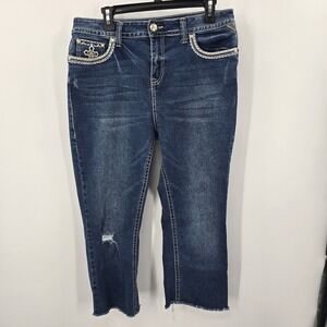 Sexy Couture Women's Denim Jeans Embroidered Jewels size 13